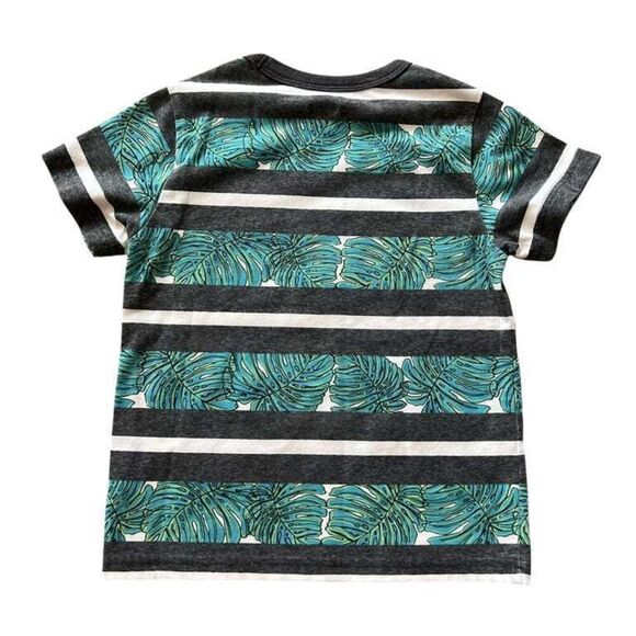 Lightening Bug Shirt Boys Size 4T Kids Tropical Leaf Striped T-Shirt Gray Green - Picture 4 of 4